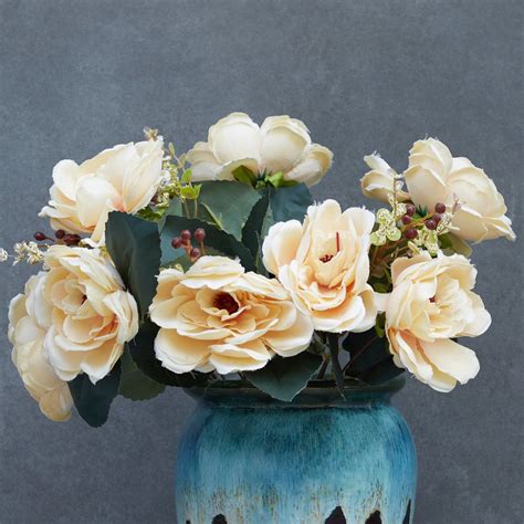 Artificial Wild Roses Flower Stem Peach - INARA – INARA HOME DECOR