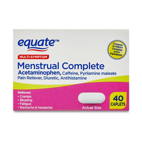 Equate Menstrual Complete Caplets 40 Count Relieves Cramps Bloating Headache Fatigue Backache ...