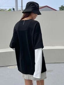 DAZY Drop Shoulder 2 In 1 Tee,Fall Clothes Long Sleeve Women Tops ...