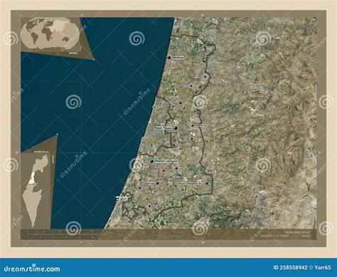 HaMerkaz, Israel. High-res Satellite. Labelled Points of Cities Stock ...