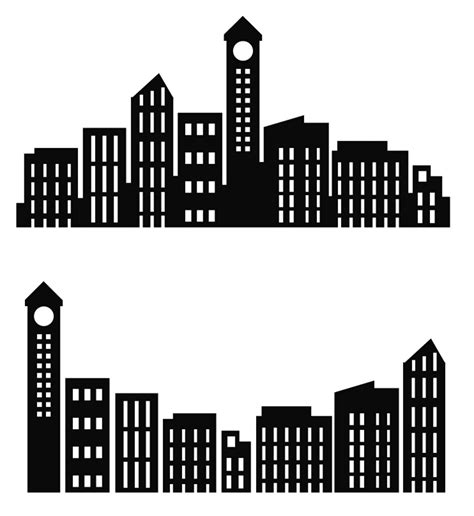 City Skyline Clipart Black And White Cross