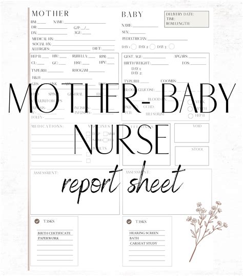 Editable postpartum nurse report sheet template brain sheet for mother ...