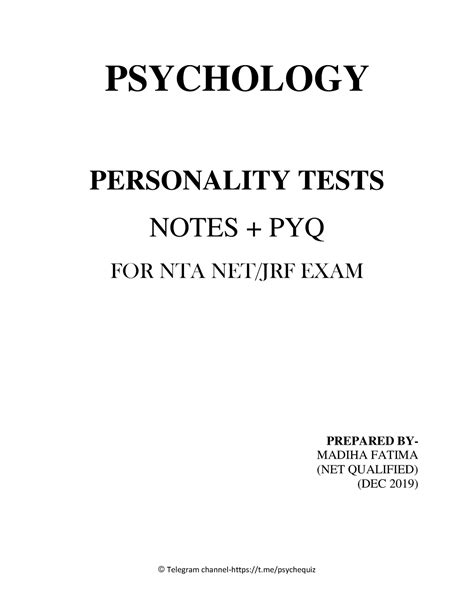 Personality Tests - PSYCHOLOGY PERSONALITY TESTS NOTES + PYQ FOR NTA ...