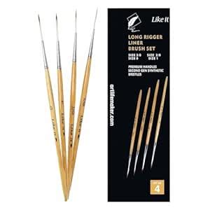 Like it Long Liner Rigger Paint Brushes Set of 4 (Sizes 000, 00, 0, 1 ...