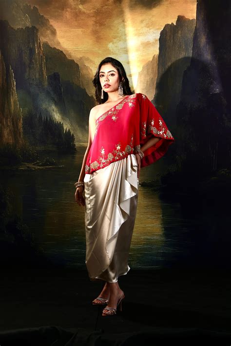 Gulaab Cape and Draped Skirt Set – RASHIKA SHARMA
