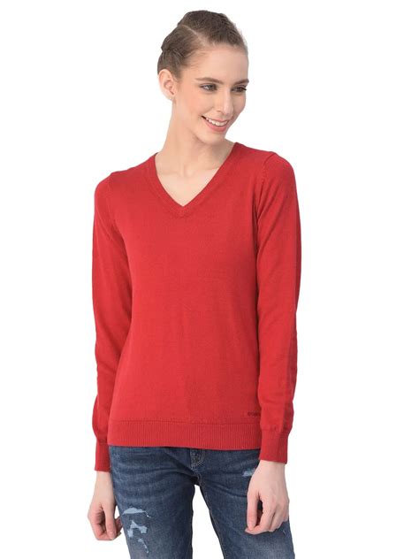 Tango Red v neck pullover sweater | WOODLAND