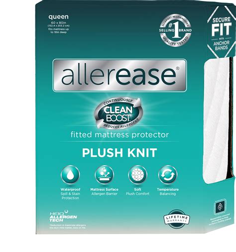 Amazon.com: AllerEase Clean Boost Plush Knit Mattress Protector, Queen ...