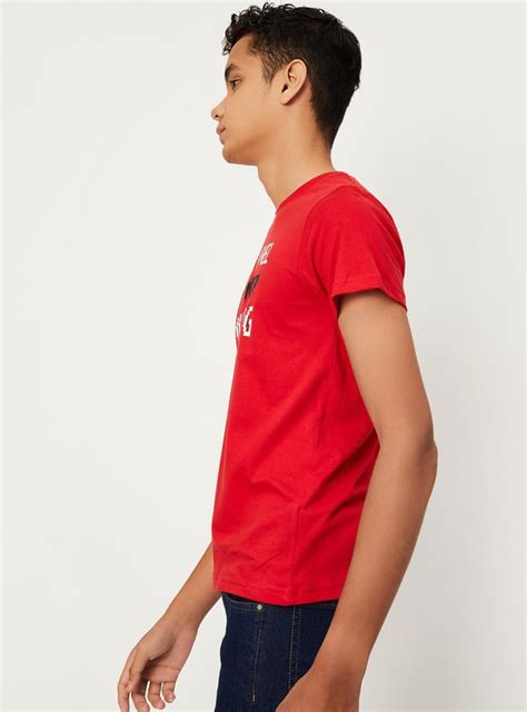 Buy Boys Typographic Printed Cotton Pure Cotton T-shirt Online at just ...