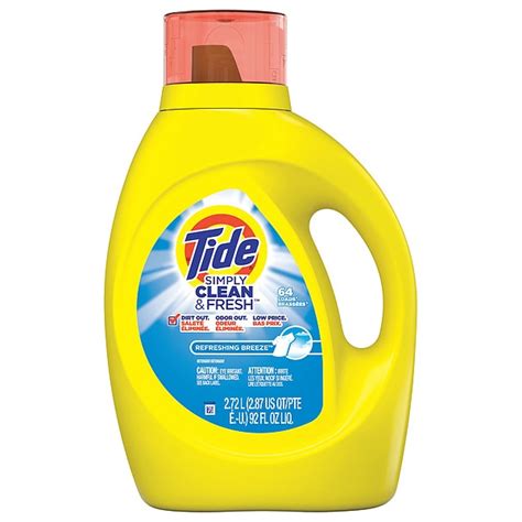 Tide Laundry Detergent, 92 oz Bottle, Liquid, Refreshing Breeze, Blue ...