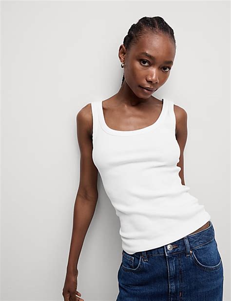Buy Cotton Rich Ribbed Slim Fit Vest Top at Marks & Spencer