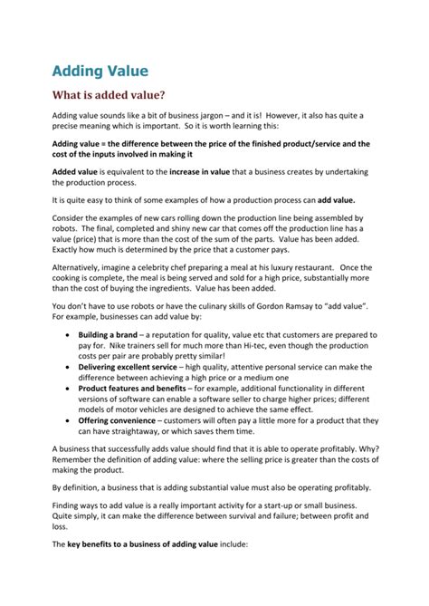 Image result for Adding Value Definition