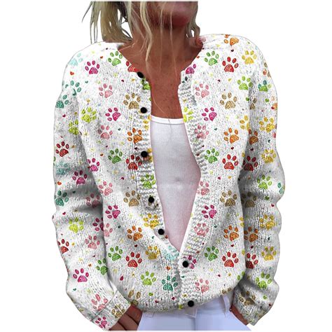 Brnmxoke Women's Spring Fall Fair Isle Sweater Cardigans Casual Long ...