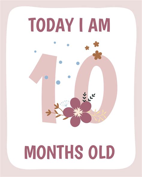 10 months Birthday party invitation with flowers. 21483688 Vector Art ...