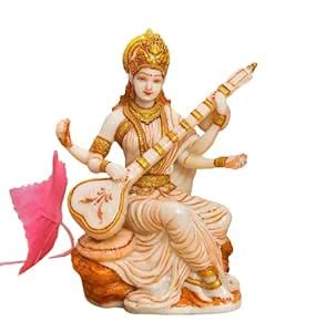 Buy Avenew Marble Dust Saraswati Idol for Home Puja Veena Sarasvati ...
