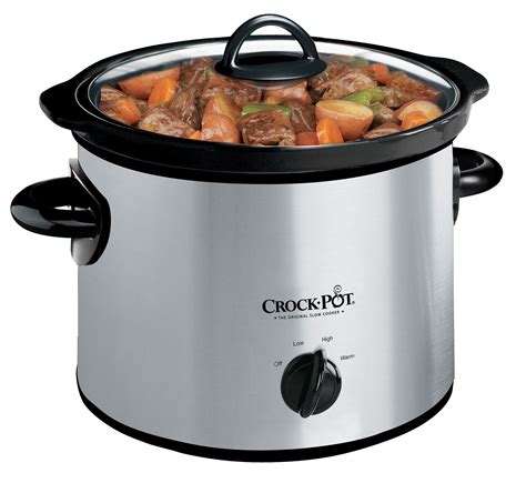 Crock-Pot Small 3 Quart Round Manual Slow Cooker, Stainless Steel and ...