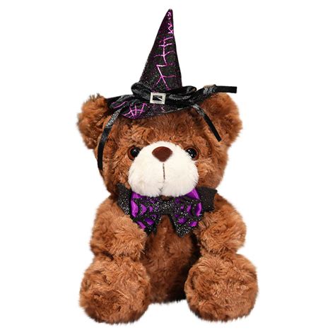 wowotier Halloween Plush Bear, Stuffed Animal Bear Wizard with Pumpkin ...