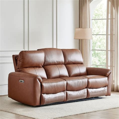 Buy Oakley Half Leather 3+2+1 Seater Electric Recliner Set - Brown from ...