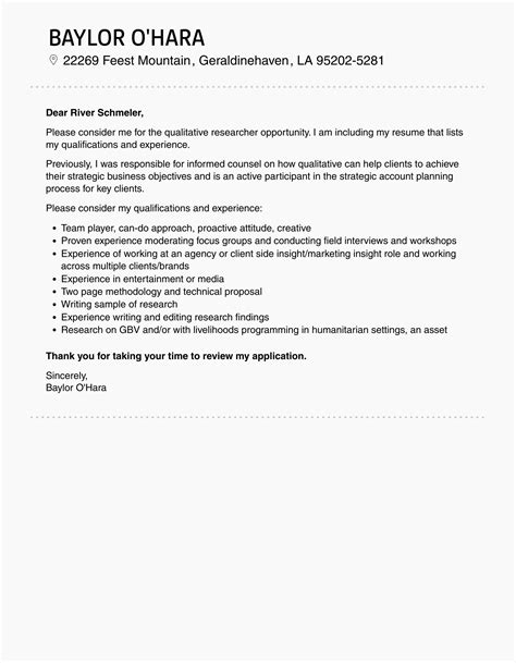 Qualitative Researcher Cover Letter | Velvet Jobs