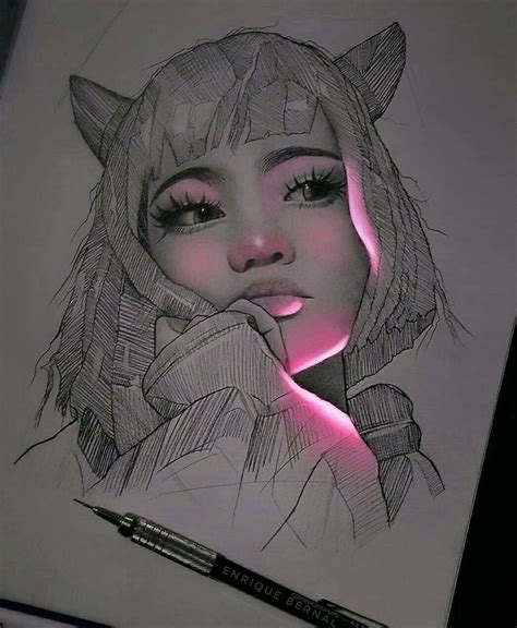 colored pencil glow drawing