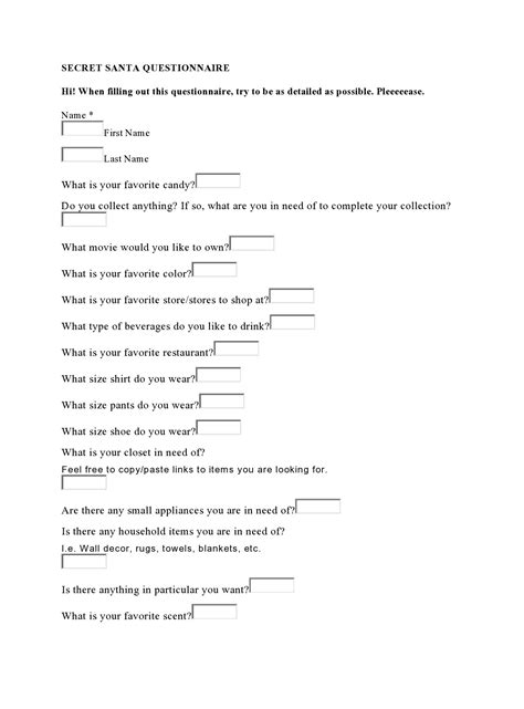 27 Printable Secret Santa Questionnaire Templates ᐅ TemplateLab