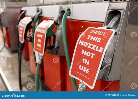 Signs on Closed Gas Station Pumps during Fuel Shortage Stock Image ...