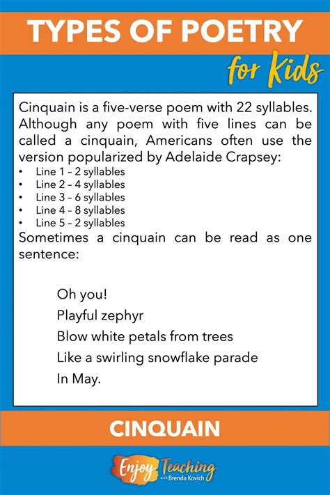 How to Teach the Types of Poetry | Cinquain poems, Cinquain, Poetry for ...