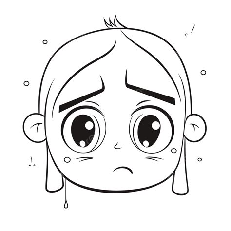 Girl And A Sad Face Coloring Page Outline Sketch Drawing Vector, Wing ...