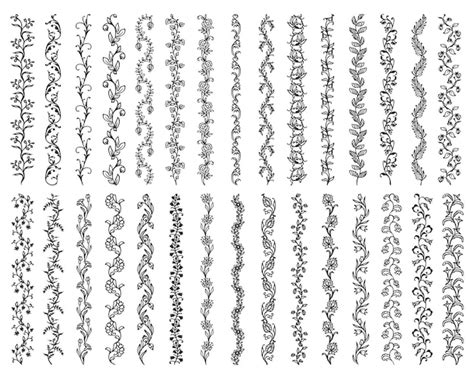 Floral dividers line borders and frame lines | Premium Vector