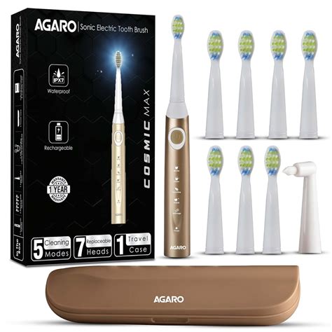 AGARO COSMIC PLUS MAX Sonic Electric tooth brush for adults with 5 ...