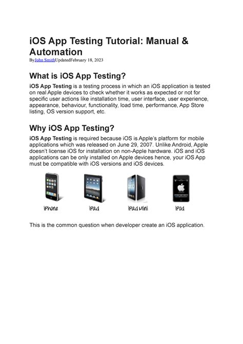 I OS App Testing Tutorial - iOS App Testing Tutorial: Manual ...