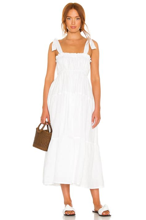 FAITHFULL THE BRAND Bellamy Midi Dress in Plain White | REVOLVE