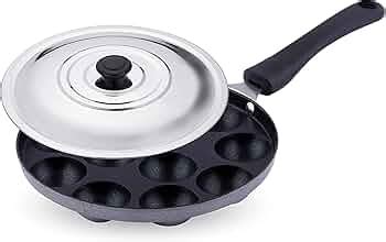 Escrow Non-Stick Appam Patra/Paniyaram Pan 12 Cavity Long Single Handle ...