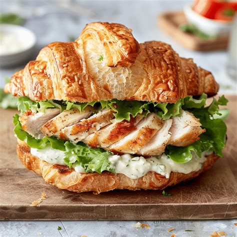 Chicken Caesar Croissant Sandwich | TheFamilyCooking