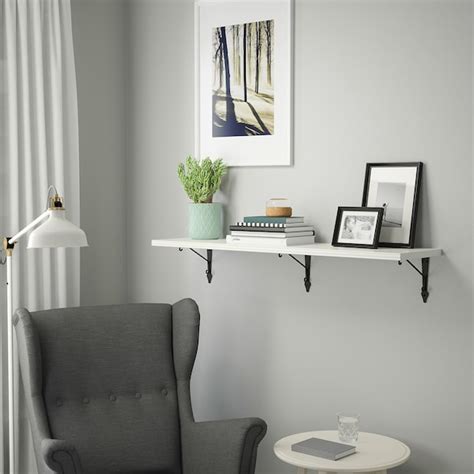 BERGSHULT / KROKSHULT wall shelf, white/anthracite, 120x30 cm (471 ...