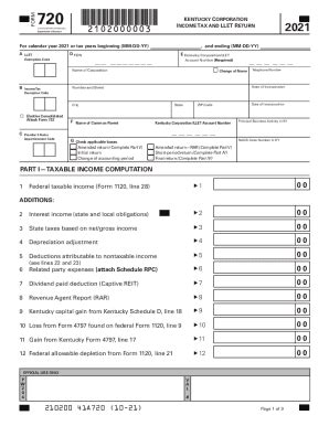 Fillable Online Kentucky Form 720 (Kentucky Corporation Income Tax and ...