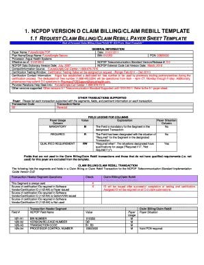 Fillable Online NCPDP VERSION D CLAIM BILLING/CLAIM REBILL TEMPLATE Fax ...