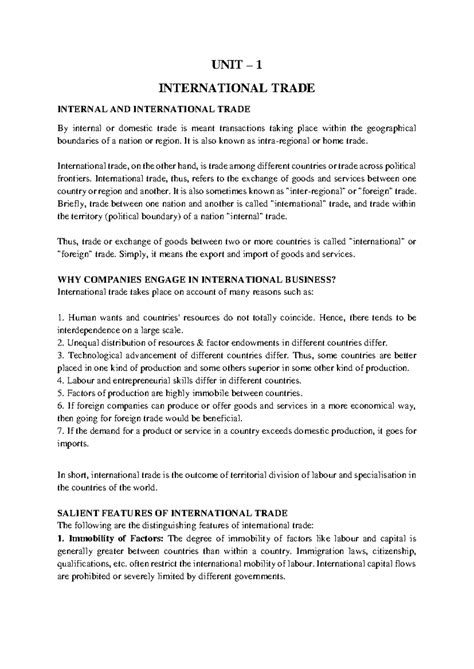 UNIT-1-BBA 3 YR- International Trade - UNIT – 1 INTERNATIONAL TRADE ...