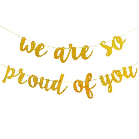 Gold Glittery We are So Proud of You Banner -Graduation Party/Grad ...