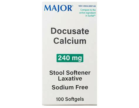 Major Docusate Calcium 240mg Stool Softener Laxative Softgels, Sodium ...