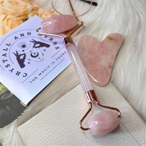 Rose Quartz Guasha and Face Roller Beauty combo Set by Crystall and He ...