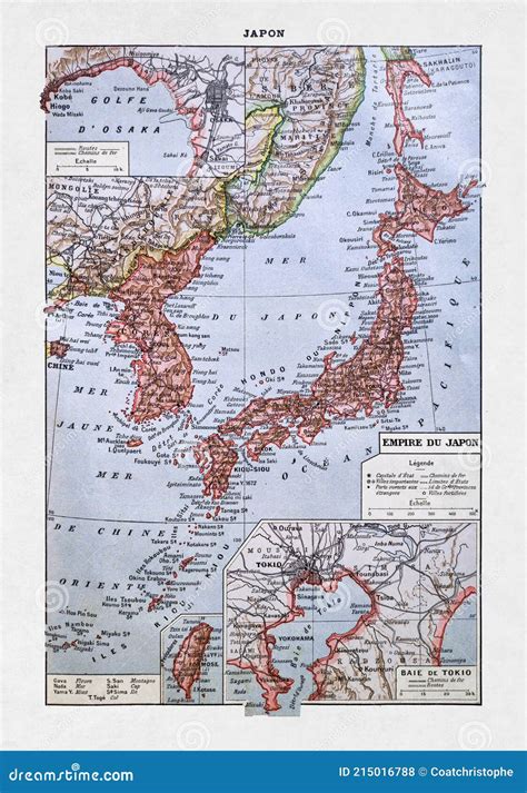Old Map of the Empire of Japan Stock Photo - Image of location, history ...