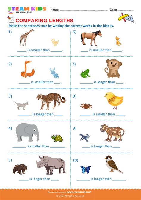 Image result for Comparing Lengths First Grade Worksheet