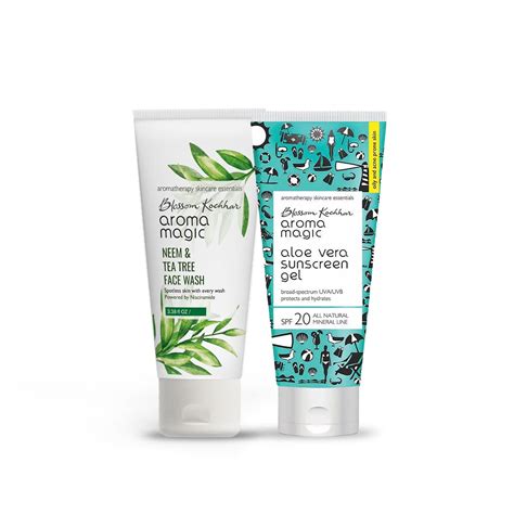 Aroma Magic Neem & Tea Tree Face Wash- 50 ml & Aloe Vera Sunscreen Gel ...