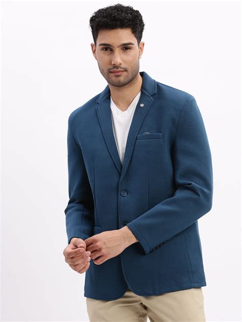 SHOWOFF Men's Teal Solid Single-Breasted Blazer