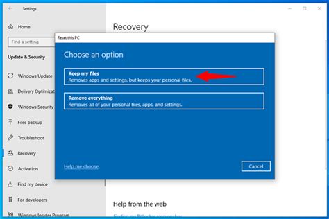 Image result for Windows Reset Keep Files