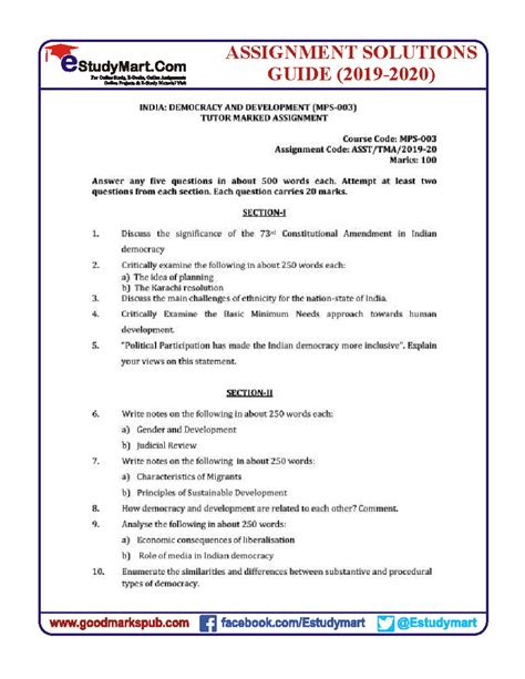 MPS 3 EM - Assignment Solutions on Democracy and Development - Studocu