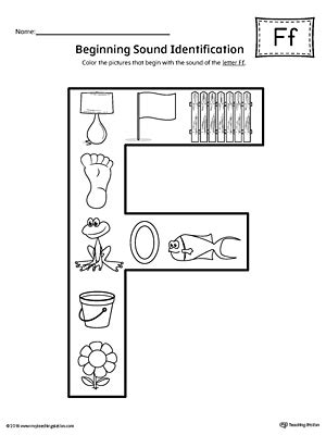 Letter F Beginning Sound Color Pictures Worksheet | MyTeachingStation.com