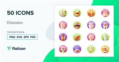 Diseases Icon Pack | Flat | 50 .SVG Icons