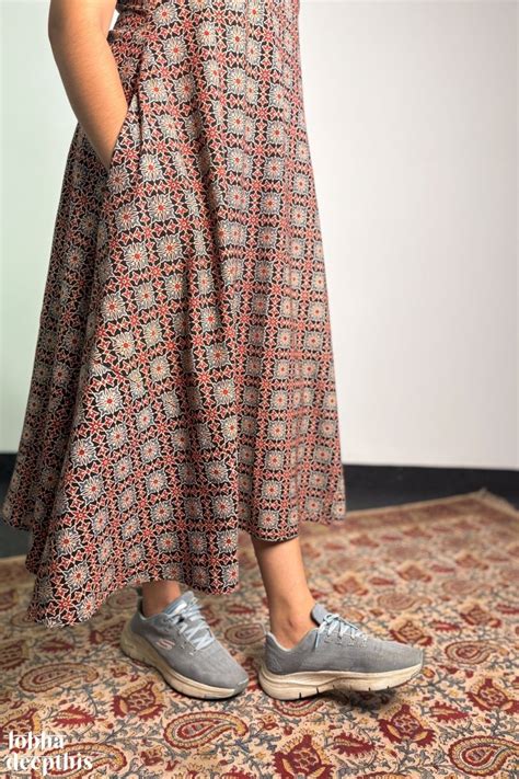 Tara Black Ajrakh Cotton Cross Cut Sleeveless Dress- Lobha Deepthis