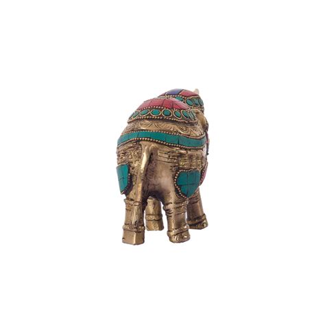 Stone Studded Brass Elephant - eCraftIndia Online
